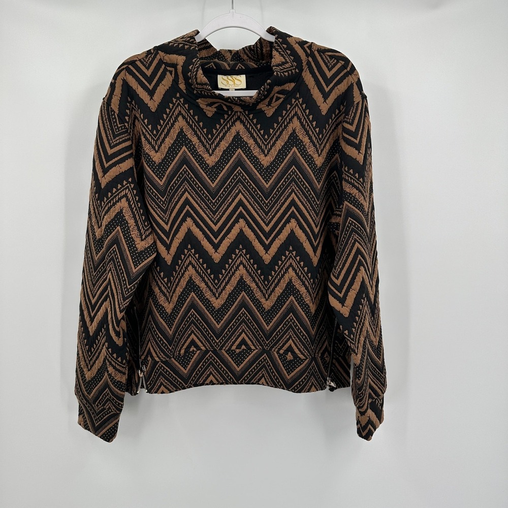 Womens Boho Southwestern Quilted Pullover Top Size M Aztec Edgy Eclectic Indie